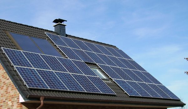 Solar panels on the roof of a home.