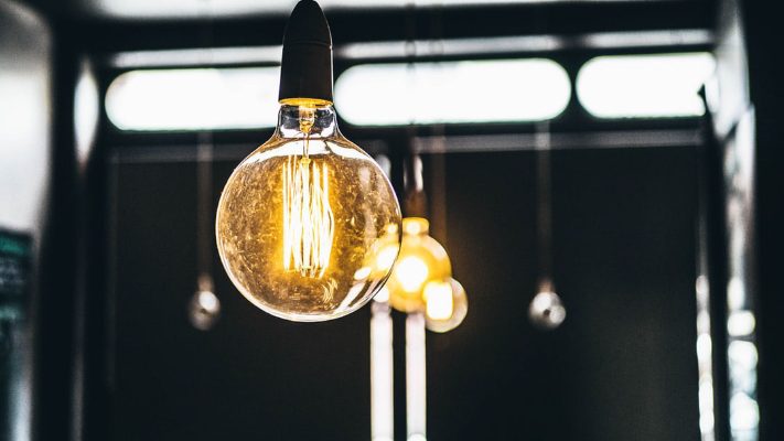 A round, modern light bulb.