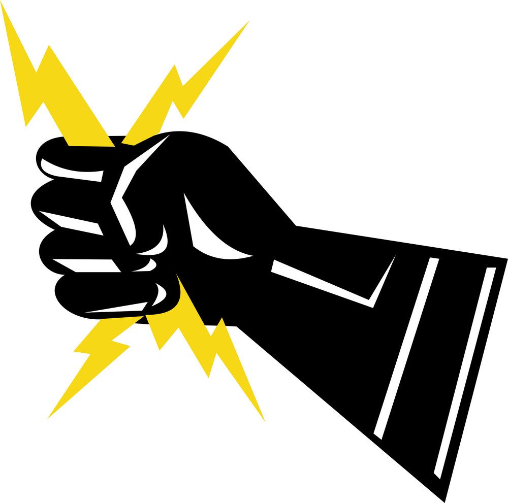 An icon of a fist with lightening bolts coming out of the fist.